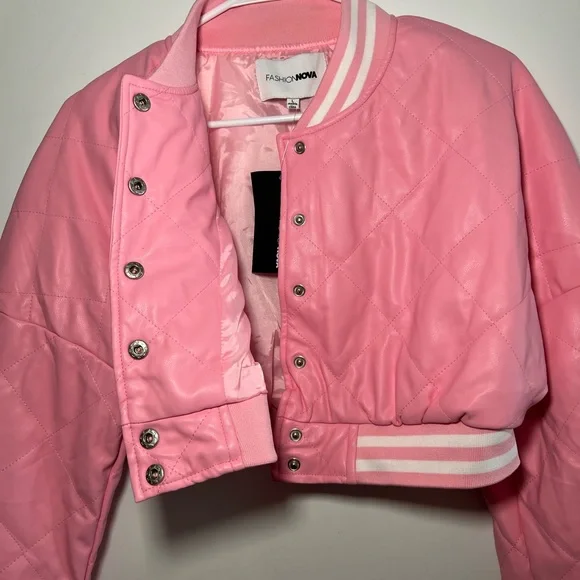 Pink cropped bomber jacket - Picture 4 of 7